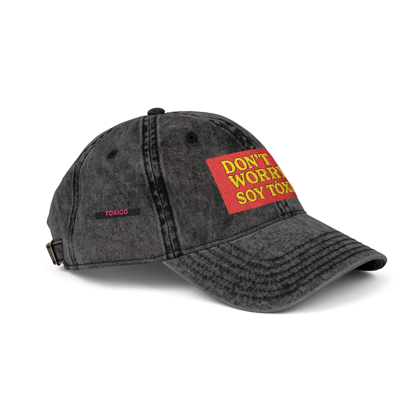 Vintage Embroidered Cap — "Don't Worry, Soy Toxico" Retro Baseball Hat