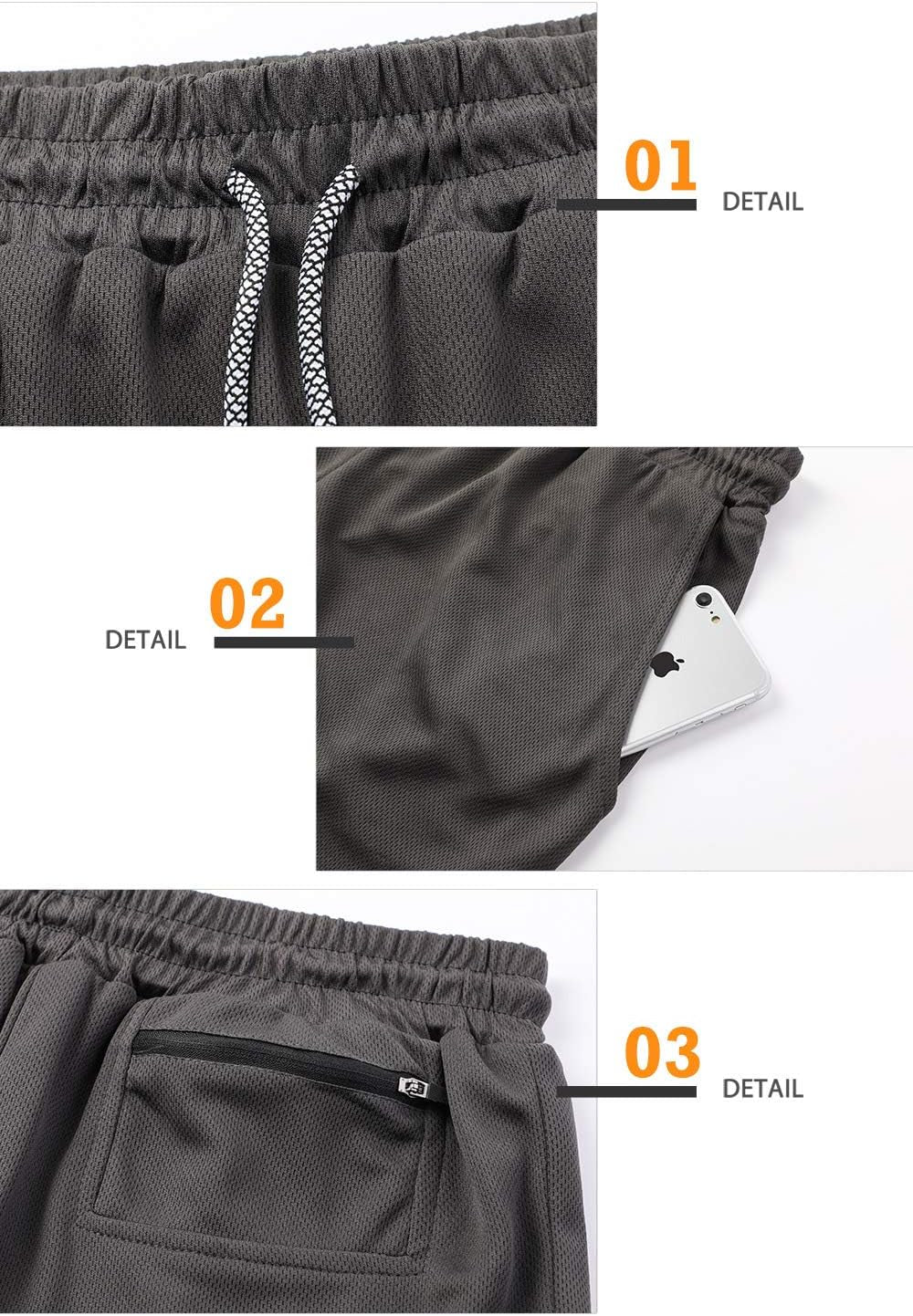 Men'S Athletic Running Shorts Quick Dry Workout Shorts 2 in 1 Shorts 5" Gym Running Shorts for Men with Phone Pocket