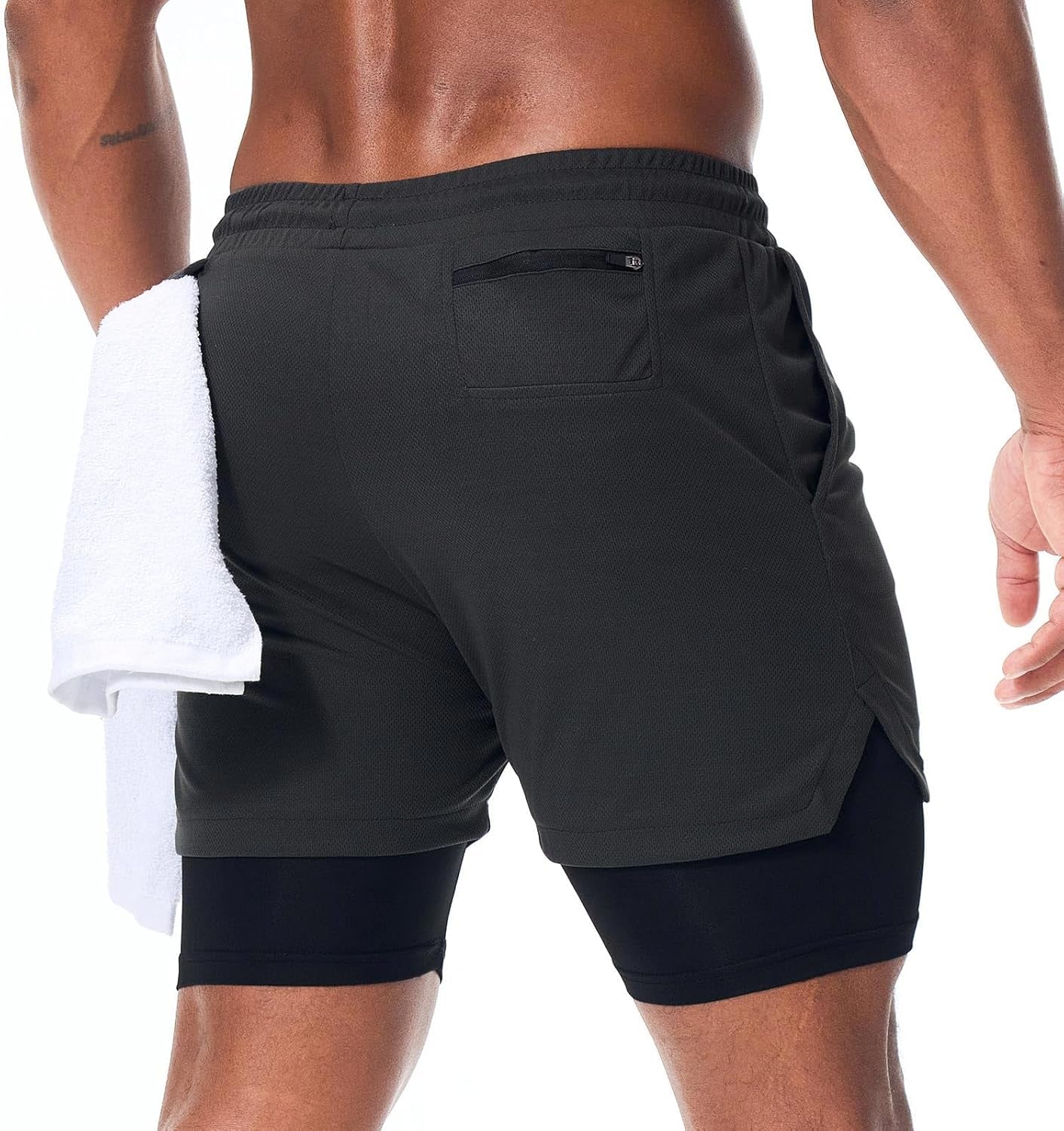 Men'S Athletic Running Shorts Quick Dry Workout Shorts 2 in 1 Shorts 5" Gym Running Shorts for Men with Phone Pocket